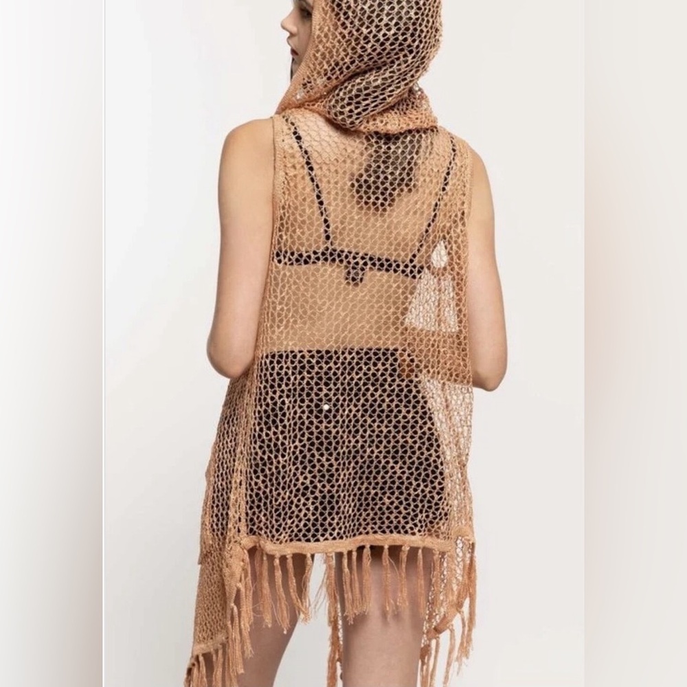 NWT POL bronze crochet hooded cardigan - Picture 3 of 7